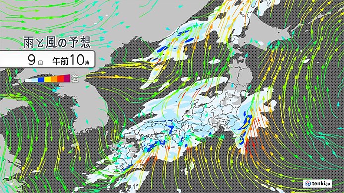 今日9日は全国的に雨や雷雨で激しく降る所も 関東は師走並みの寒さ