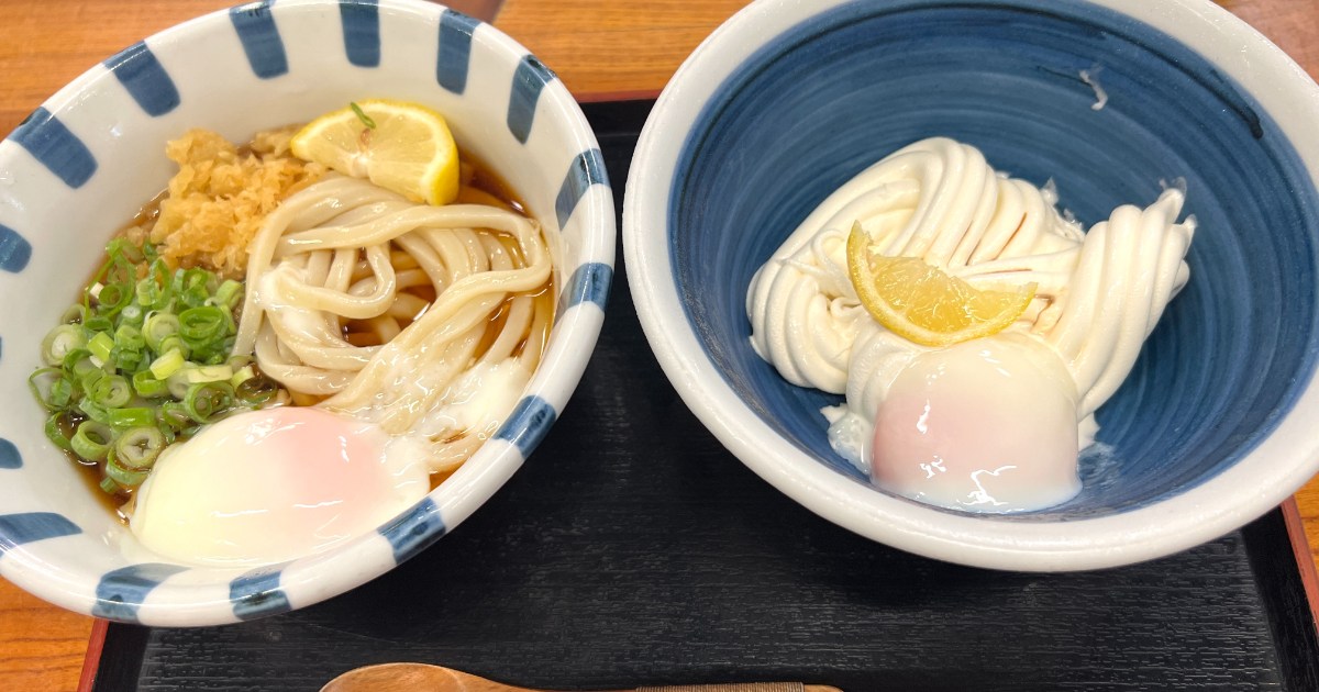 【検証】香川で『温玉ぶっかけうどん風ソフトクリーム』という謎のデザートがあったので本物の「温玉ぶっかけうどん」と食べ比べてみた