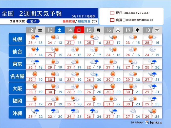 14日～15日は沖縄～関東で大雨の恐れ 本州付近で梅雨が本格化 2週間天気予報