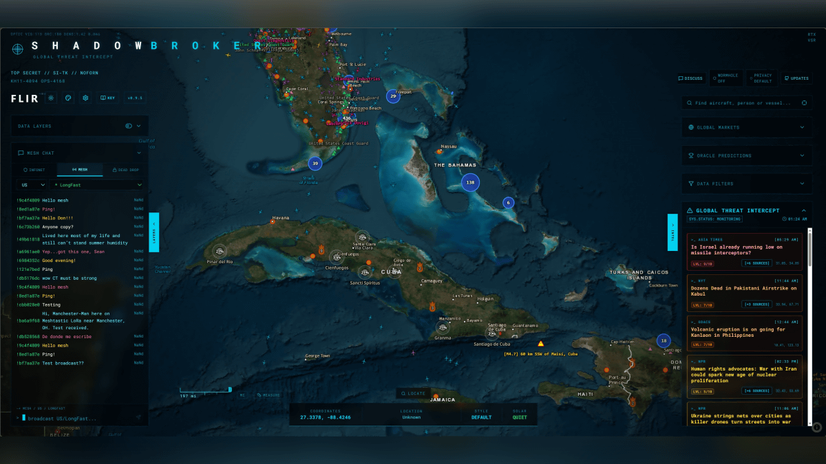 世界中の航空機や船舶やGPSジャミング情報などをリアルタイムでマップに表示できるOSINTツール「Shadowbroker」
