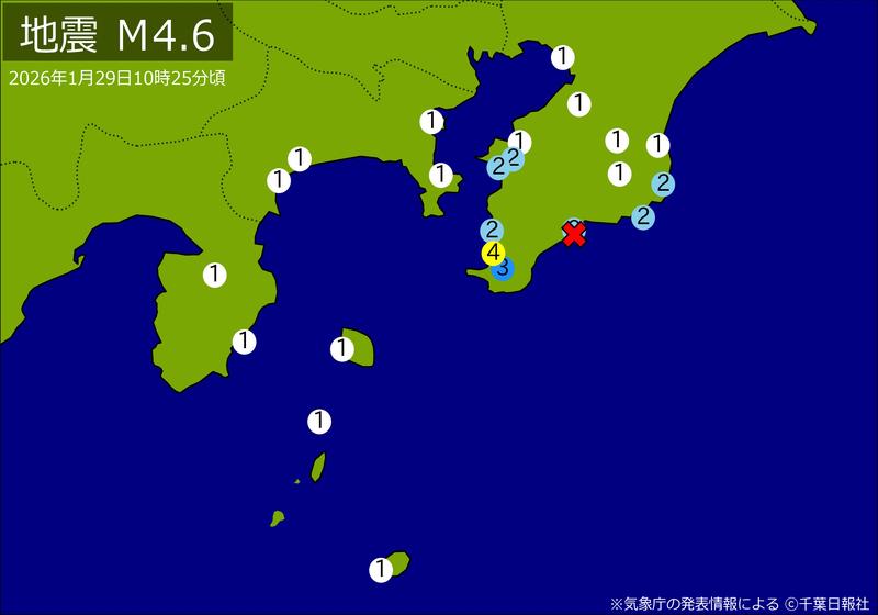 【速報・震度分布図あり】関東で地震相次ぐ 最大でＭ４．６ 東京、神奈川、千葉、静岡で揺れ 震源はいずれも千葉県南部