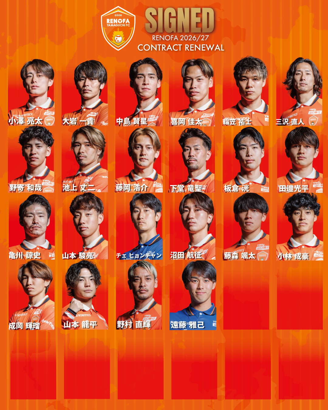 契約更新選手のお知らせ（6/19現在）