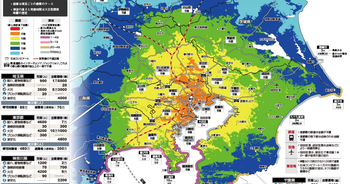 Ｍ7級、首都圏全域で発生の可能性 「首都直下地震」新たな被害想定をグラフィックで解説