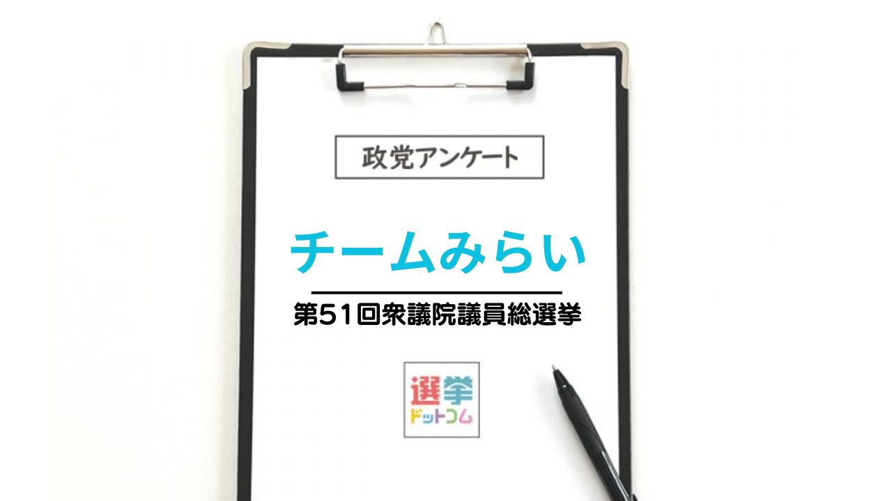 政党政策アンケート：チームみらい【衆院選2026】