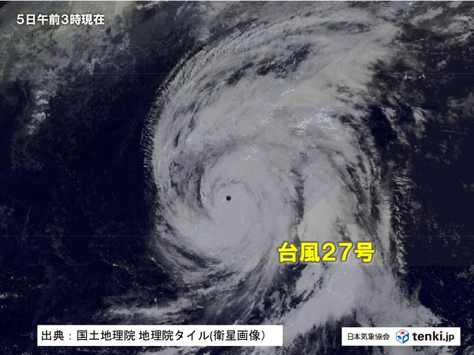 台風27号は発達ピーク 小笠原諸島は6日にかけて高波に警戒 関東も波が高くなる
