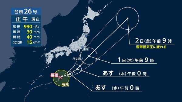 【台風情報】コンパクトな台風26号 東京で統計開始以来最長の長雨に終止符か 雨ピーク一時的でも千葉や神奈川は土砂災害に注意