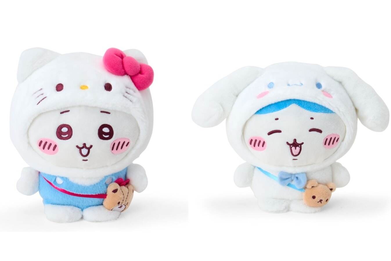 「ちいかわ×サンリオキャラクターズ」ハチワレのシナモロール“なりきり”ぬいぐるみなど全21アイテム