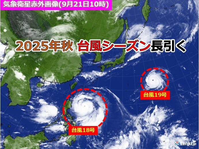 高い海水温で台風シーズン長引く 発達の最盛期で本州接近も 第19号の動向にも注目