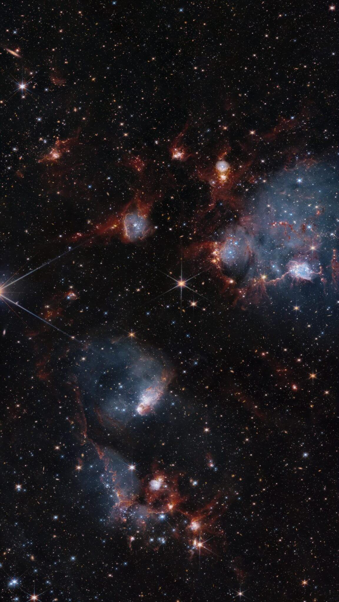 20万光年先で輝く若き星々 ハッブル宇宙望遠鏡とジェームズ・ウェッブ宇宙望遠鏡が観測した2つの散開星団