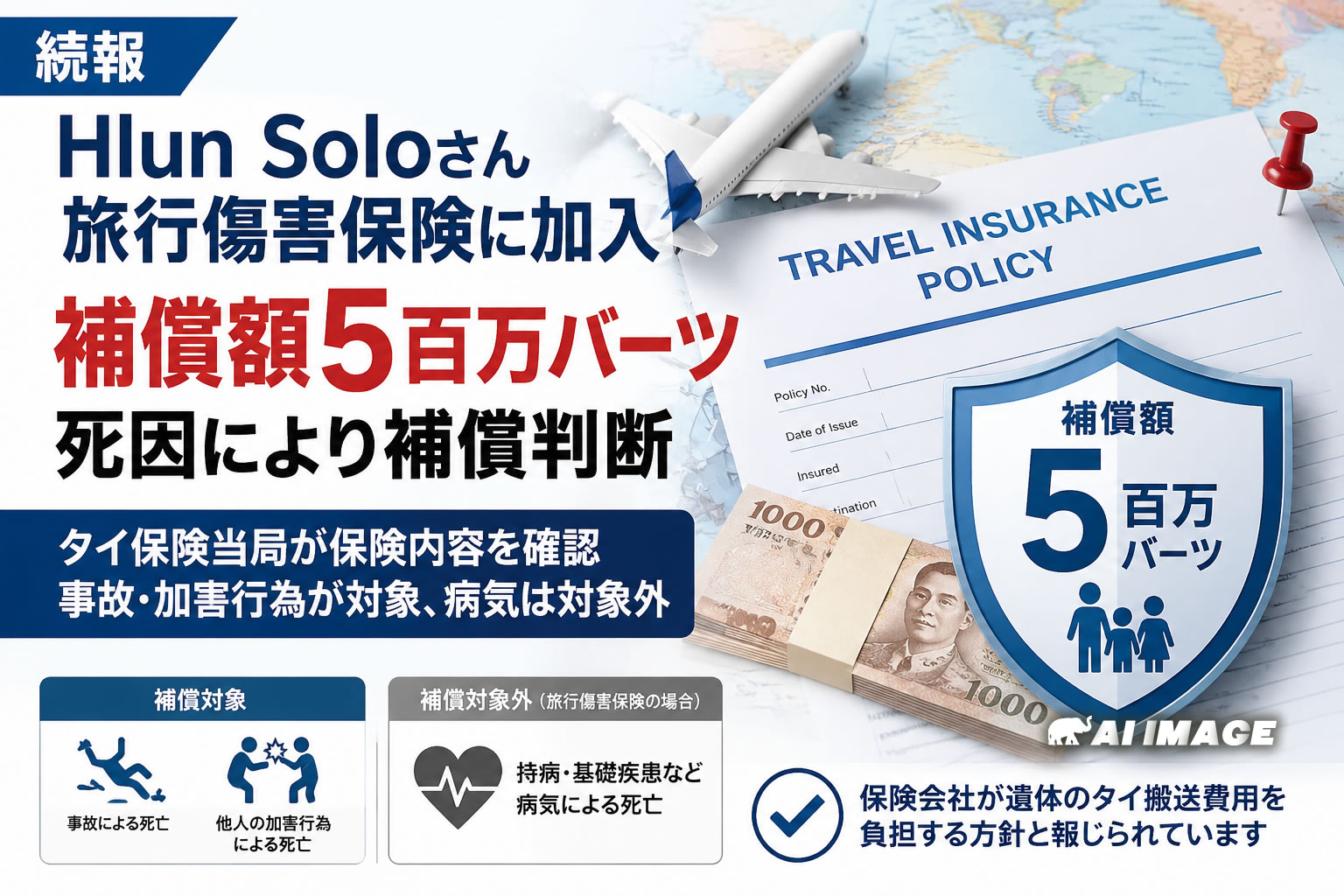 死亡確認の旅行YouTuber「Hlun Solo」さん、旅行傷害保険5百万バーツに加入 死因により補償判断