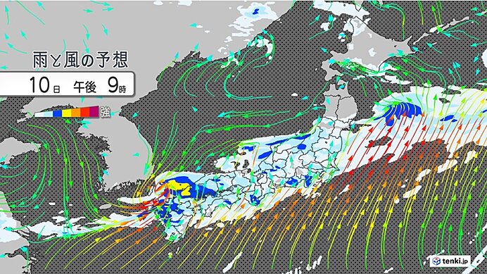 10日は九州～東北で梅雨末期のような大雨 九州北部は「線状降水帯」発生の可能性