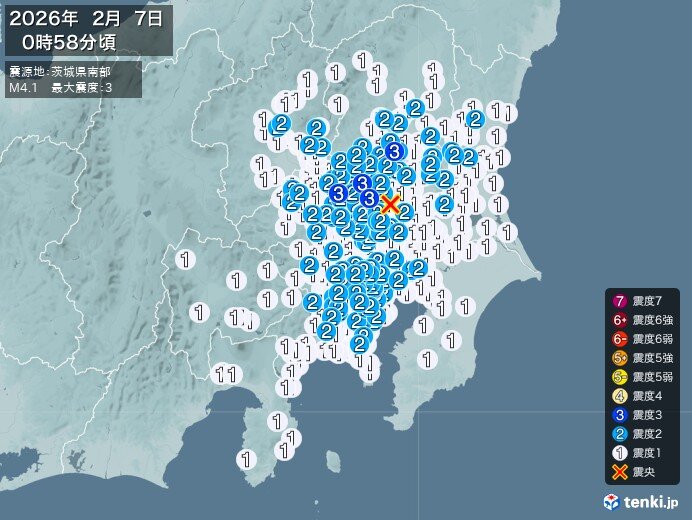 栃木県、群馬県、埼玉県で震度3の地震 津波の心配なし
