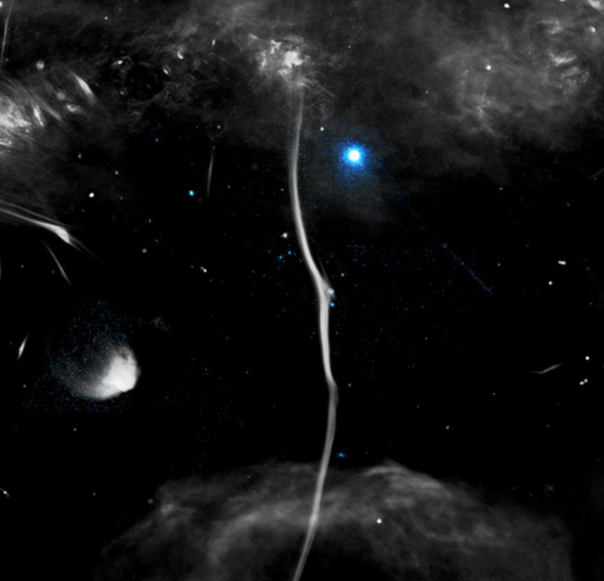 天の川銀河中心方向の“蛇” 折れ曲がった理由はパルサーの衝突？【今日の宇宙画像】