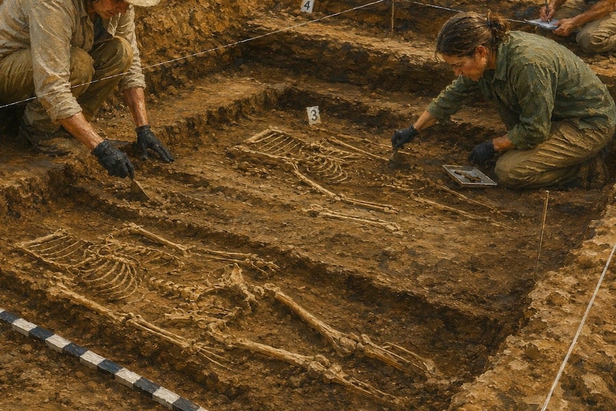 7000年前の「頭のない遺骨」を77体発見、スロバキア