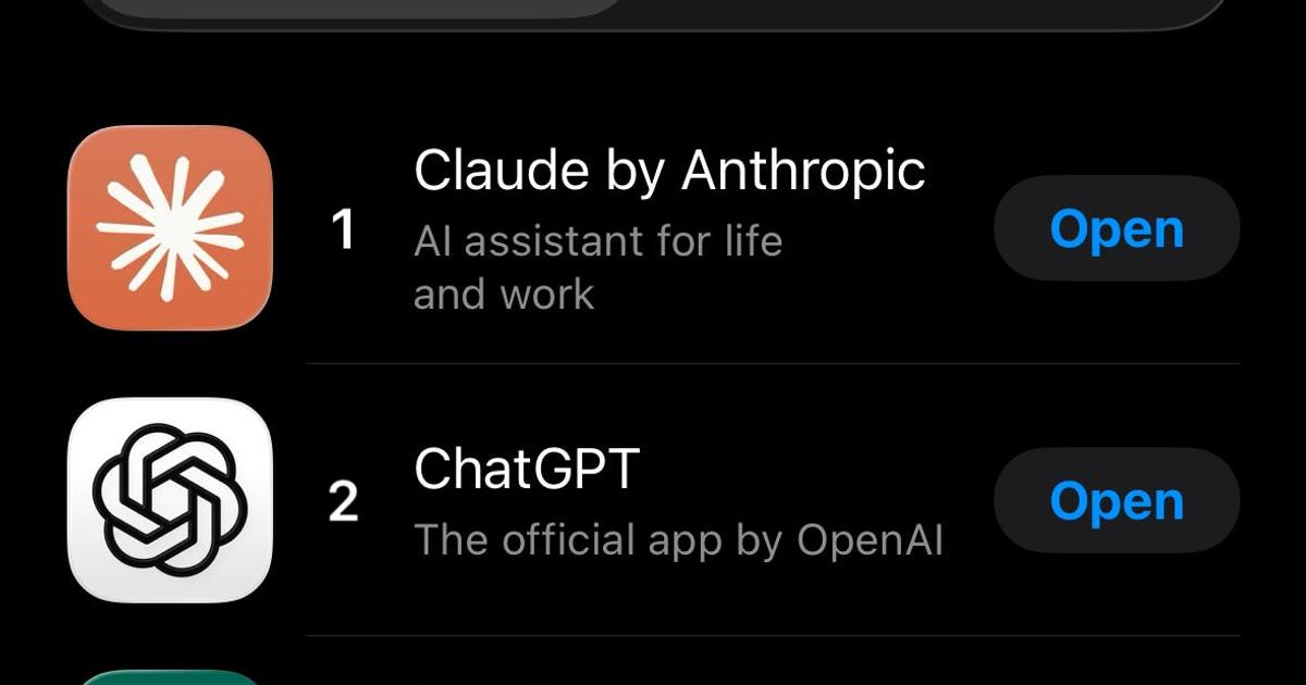 「ChatGPT解約運動」拡大で、Claudeがダウンロード数1位に。国防総省と「合意したOpenAI」から「拒否したアンソロピック」への乗り換え続々