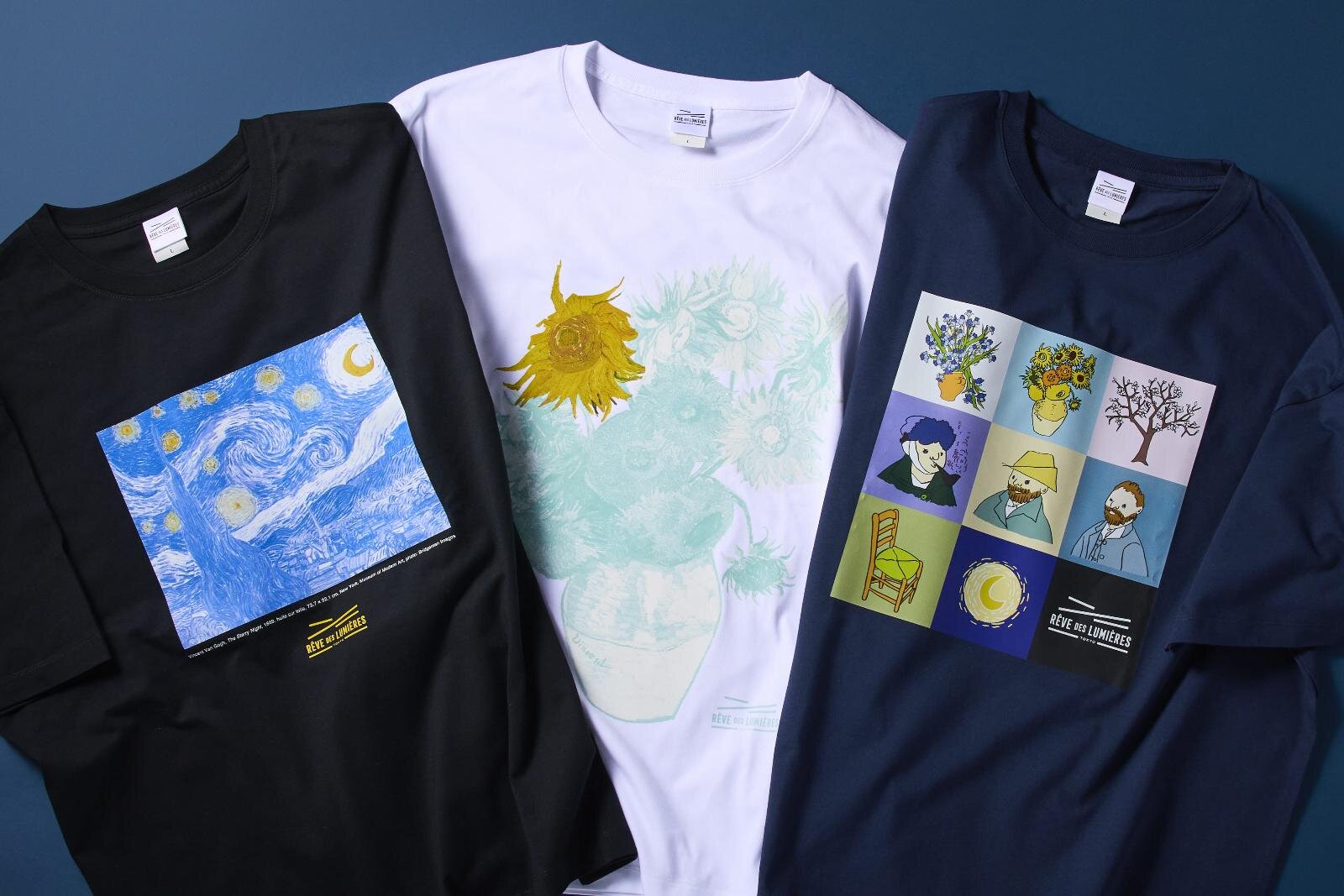 ゴッホの名画グッズが東京「レーヴ・デ・リュミエール」に、《ひまわり》パケのケーキや《星月夜》Tシャツ