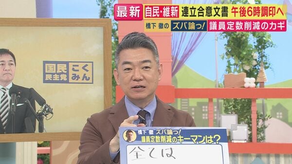 国民民主・玉木代表の“議員定数削減”「賛成します。さっさと終わらせて物価高対策をやりましょう」発言を橋下氏が「合理的」と評価「反対していたら議員定数だけで臨時国会は終わっていた」と指摘｜FNNプライムオンライン