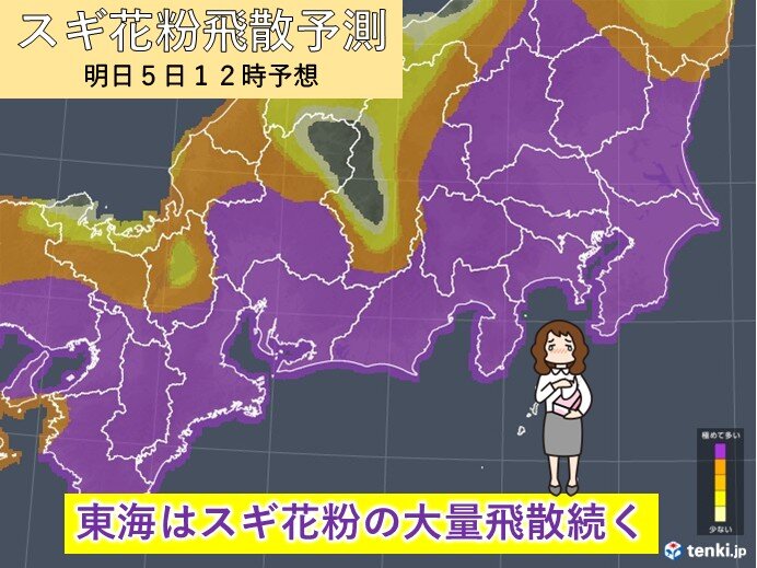 5日以降もスギ花粉大量飛散続く ピークはいつまで? この先の天気や花粉予想 東海