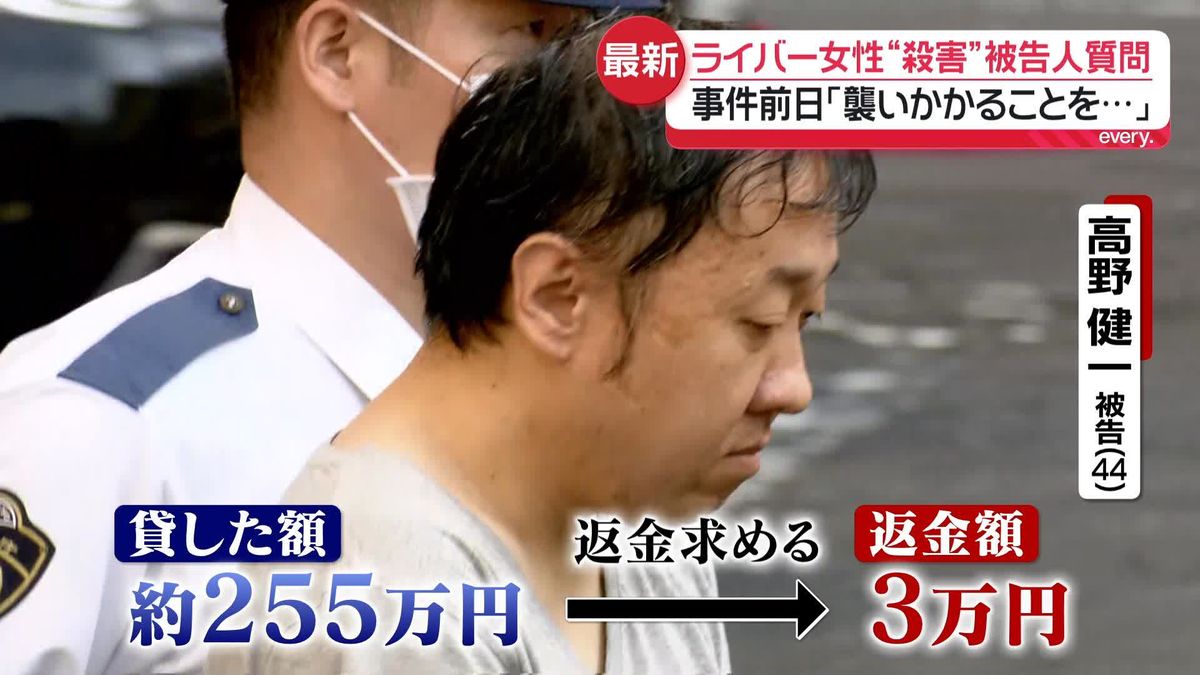 “金銭トラブル”で好意が疑念に…事件前日「襲いかかることを考えた」 ライバー女性“殺害”被告人質問