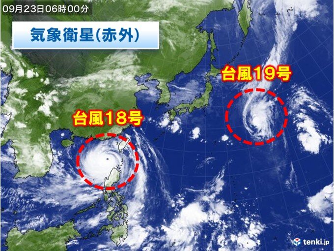 ダブル台風の動きに注意 沖縄は強風や高波、落雷の恐れも 関東なども波高まる
