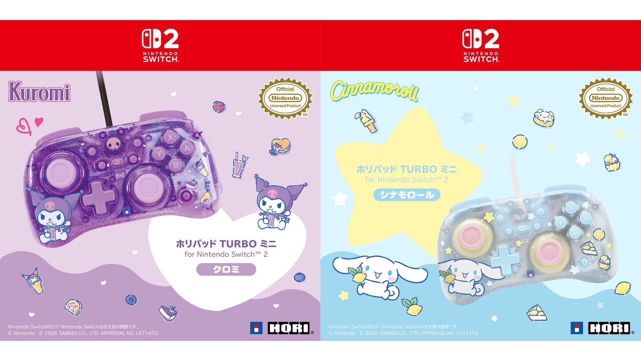 【HORI】シナモロールとクロミデザインのSwitch 2コントローラーとポーチが登場。明日（6/27）より開催のサンリオフェス2026 in みなとみらいで実物を展示