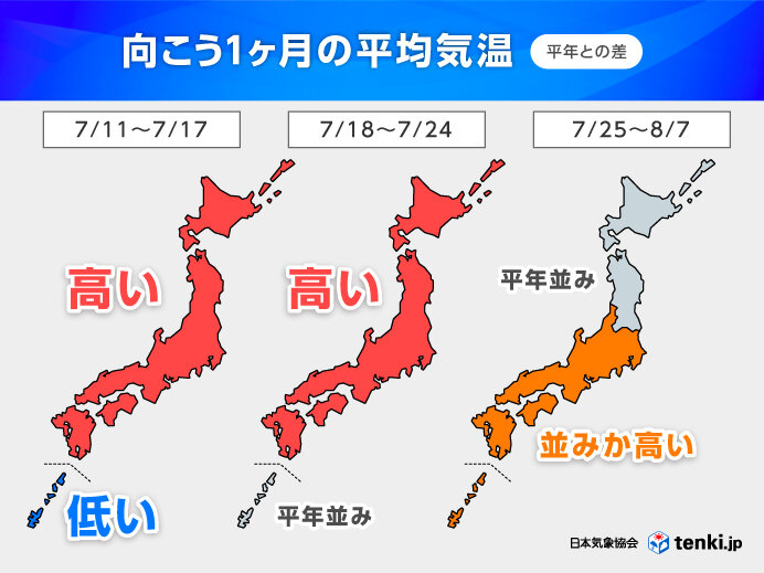 北海道～九州は高温傾向 梅雨明け前から猛暑に警戒 梅雨明けはいつ? 1か月予報