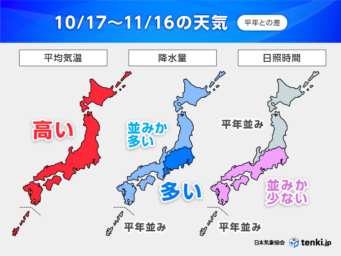 北海道～九州は降水量が多い 台風30号の動向に注意 全国的に高温続く 1か月予報