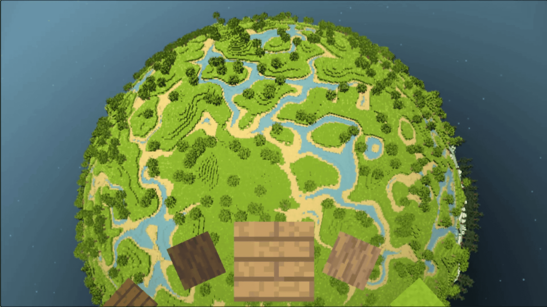 「マインクラフト」の世界を地球のような丸い星の上に再現した「Blocky Planet」