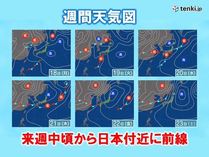 19日頃をピークに列島各地で30℃超続出に 暑さのあとは西から梅雨入りラッシュへ
