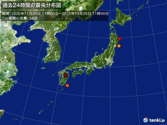 25日夜は熊本県で最大震度5強 三陸沖でも震度3の地震が頻発 日頃から備えを
