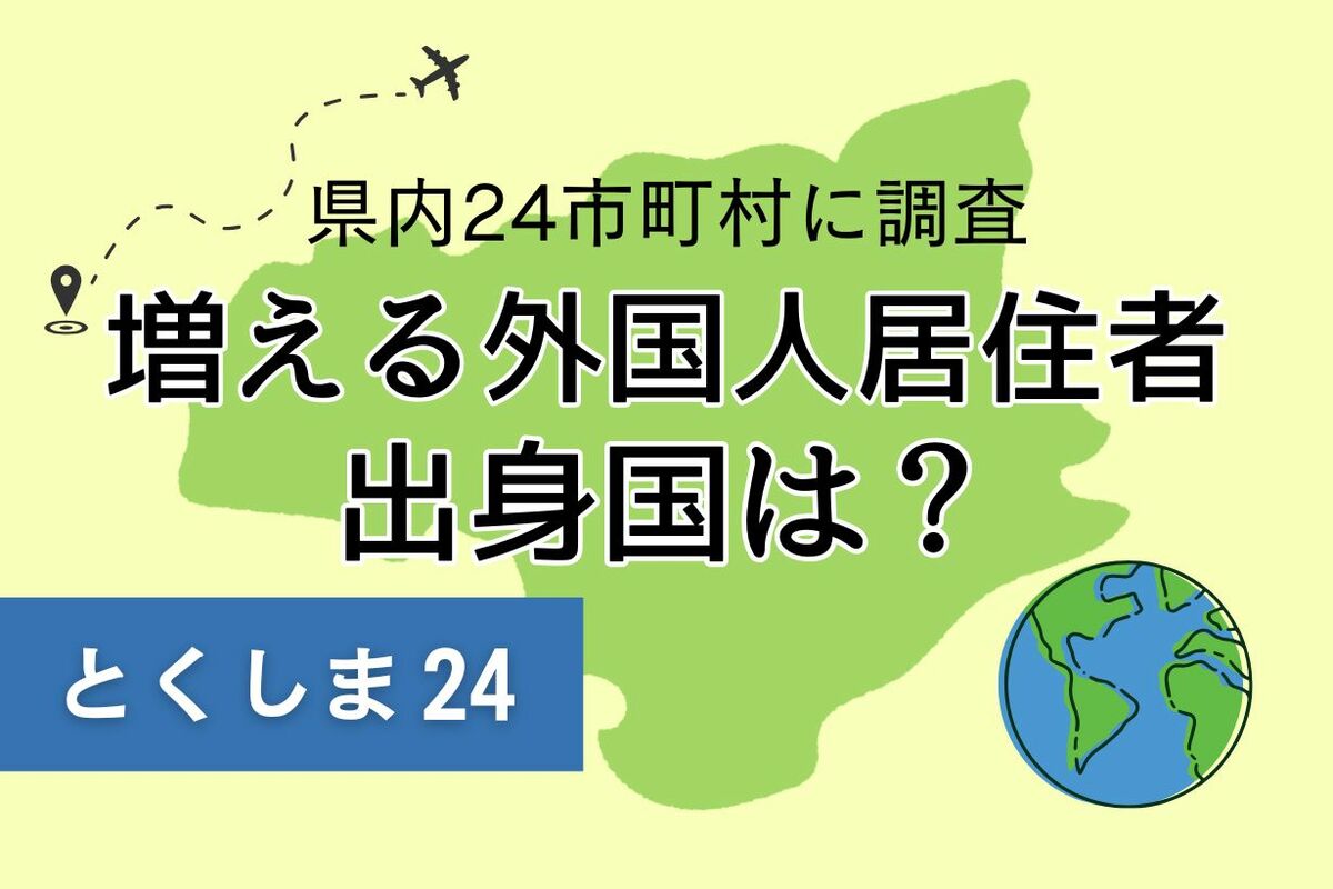 増える外国人居住者、最も多い出身国は？ 徳島県内24市町村を調査【とくしま24】