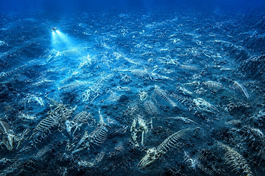 500万年続く「史上最大のクジラ墓場」を発見ーー1200kmにわたり約500頭の死骸