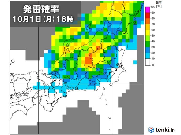 10月1日は関東で雨 午後は激しい雨も 都心は約3か月半ぶりに夏日から解放か