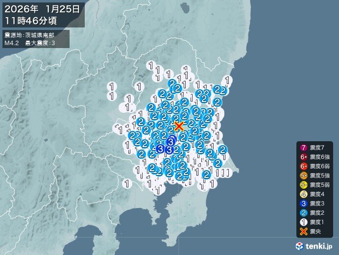 茨城県、埼玉県、千葉県で震度3の地震 津波の心配なし