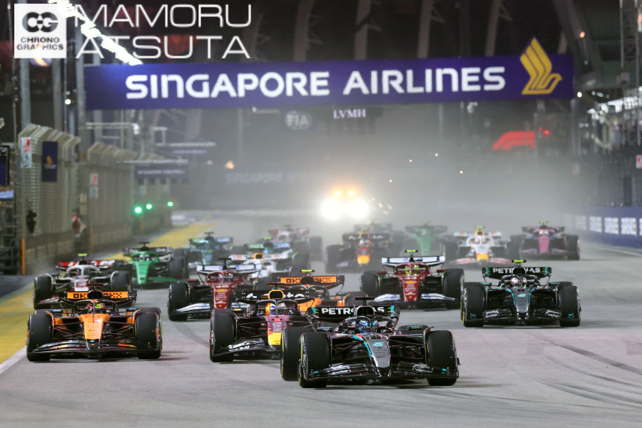 第118回：メルセデスのラッセル選手が見事なポールトゥウィン!! 暑さとも戦った夜のシンガポールGP