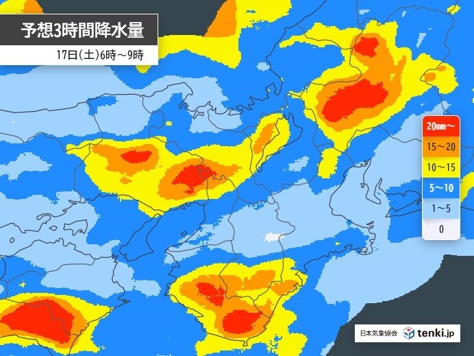 明日17日 近畿では竜巻などの激しい突風や落雷の恐れ 警報級の大雨になる可能性も