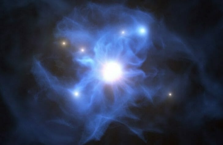 初期宇宙の“クモの巣”にとらわれた6つの銀河と超大質量ブラックホール