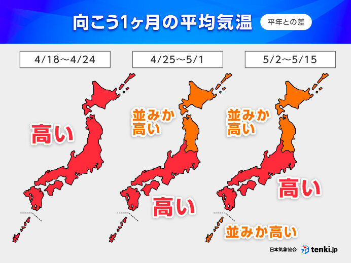 ゴールデンウィーク前から熱中症に注意 関東から九州は晴れる日が少ない 1か月予報