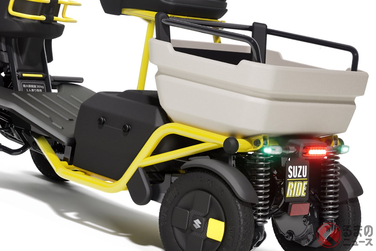 スズキが「"免許不要"のちいさい乗り物」世界初公開へ！ おひとり様向け小型ボディ×安定感バツグンの4輪走行可能！ 進化した「SUZU-RIDE2」JMS2025で展示＆試乗できる！