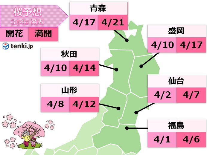 東北の桜 開花・満開はいつ?最新予想