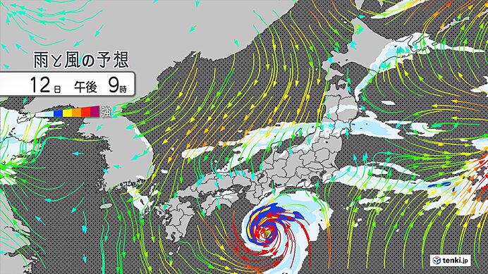 12日 台風23号は夜には紀伊半島沖へ 局地的に激しい雨 東北南部は大雨の所も