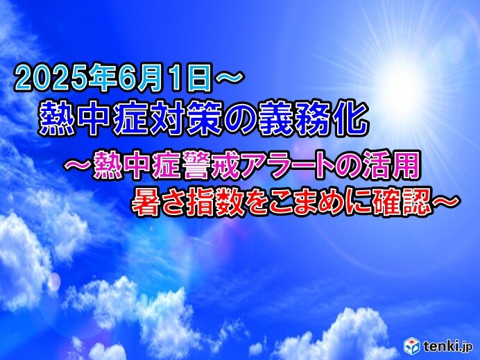 熱中症対策 6月1日から事業者に義務化 アラート発表有無・暑さ指数をこまめに確認