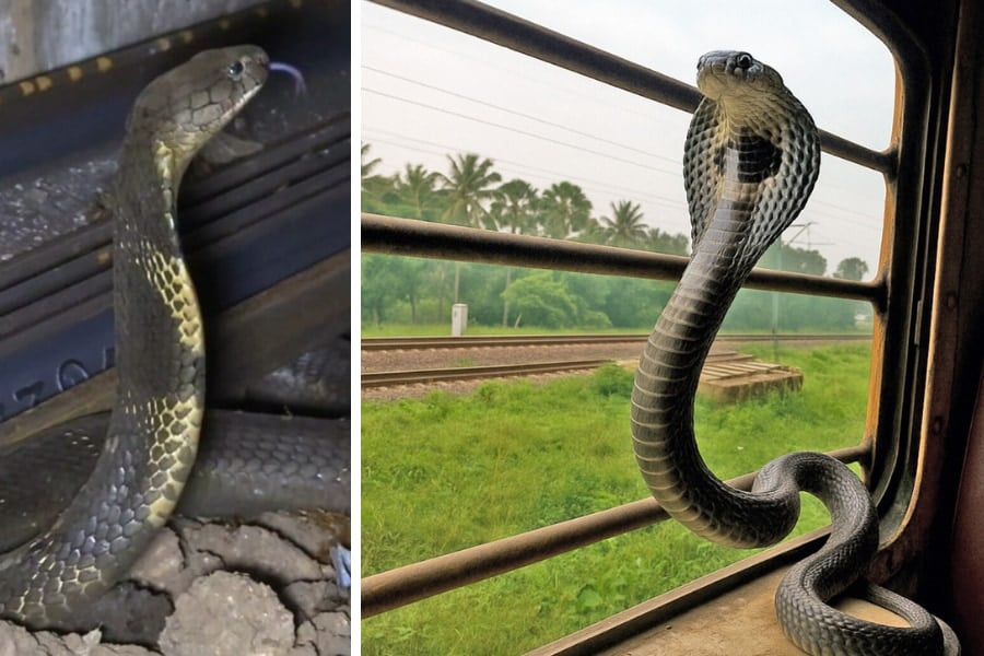 キングコブラが列車で長距離移動している【インド】