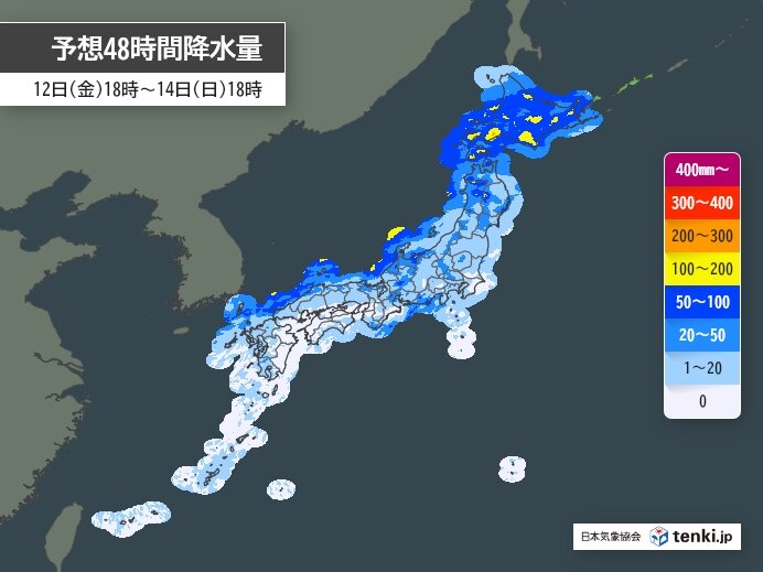 14日にかけて北日本から西日本は広く警報級の大雨 土砂災害に警戒