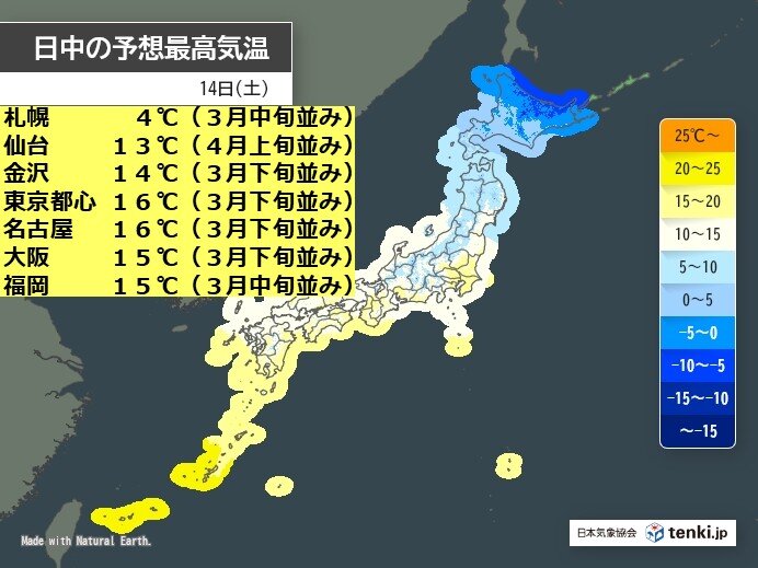 土日は春の陽気 15日は都心で18℃予想 多雪地域はなだれ注意 花粉は本格飛散へ