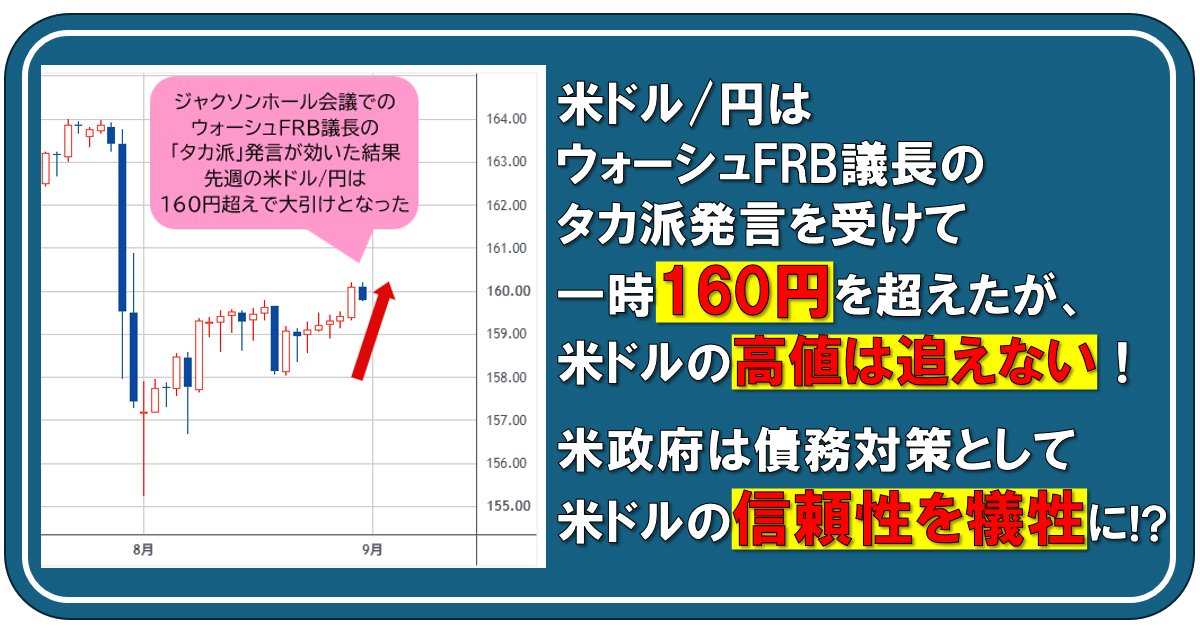 米ドル/円はウォーシュFRB議長のタカ派発言を受けて一時160円を超えたが、米ドルの高値は追えない！米政府は債務対策として米ドルの信頼性を犠牲に!?｜陳満咲杜の「マーケットをズバリ裏読み」