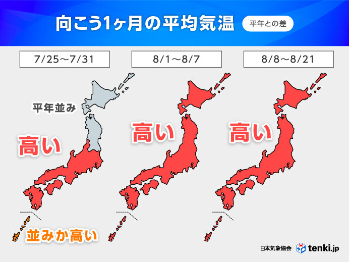 全国的に高温傾向続く 8月初旬はまた40℃以上の「酷暑日」の可能性も 1か月予報