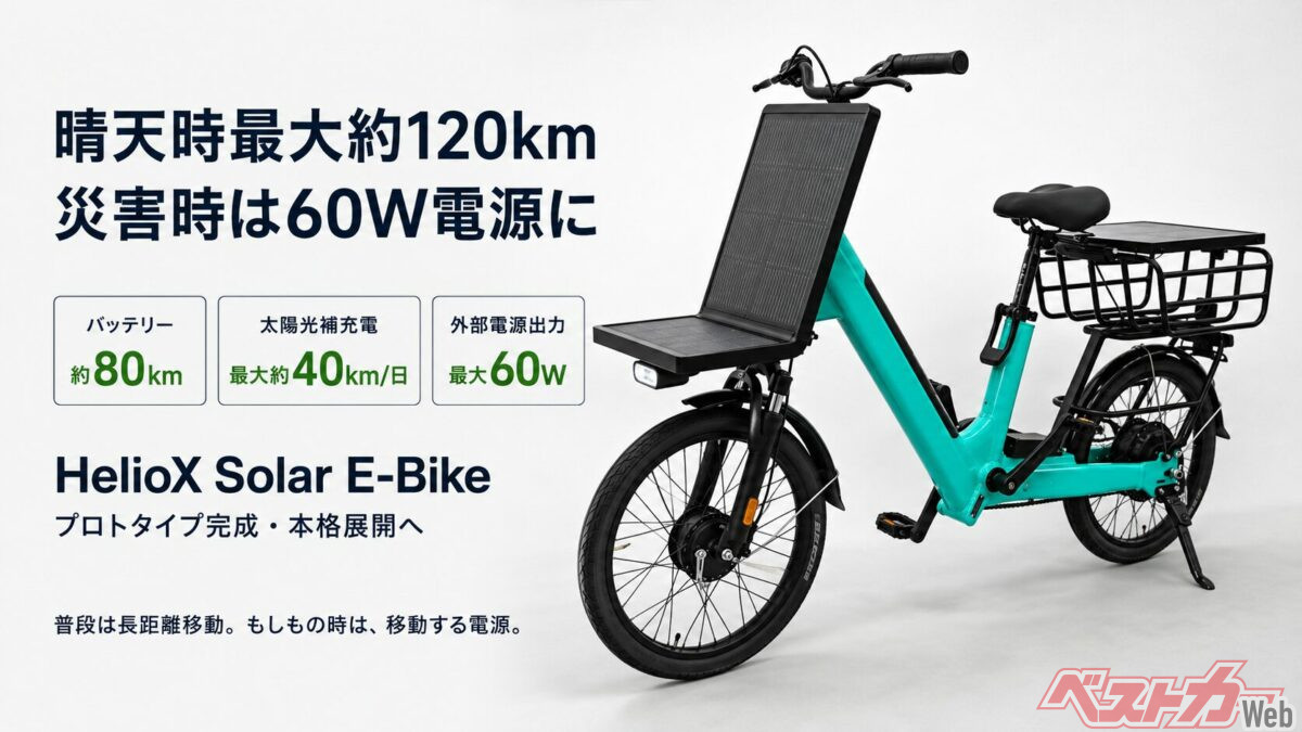 太陽光で発電＆緊急時には給電も!! 頼もしい電動バイクがレジャーにも防災にも役立つ!!