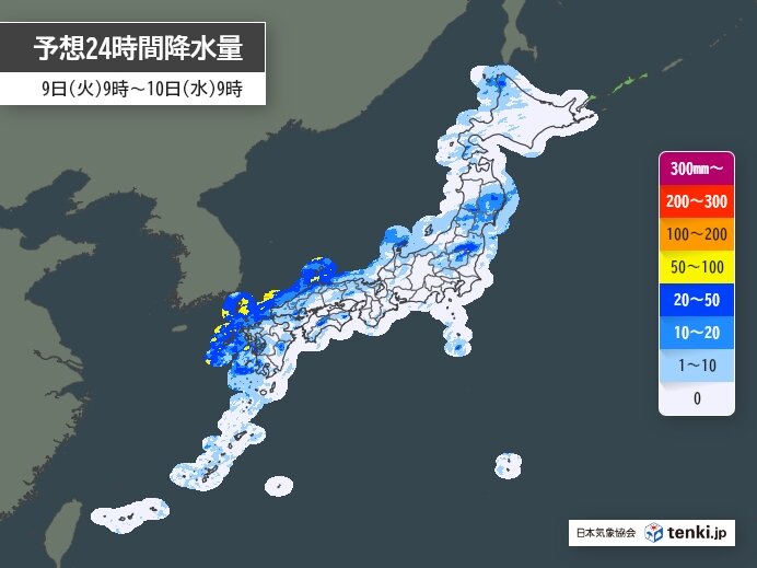 今日9日 秋雨前線が停滞 日本海側を中心に激しい雷雨 竜巻やひょうにも注意