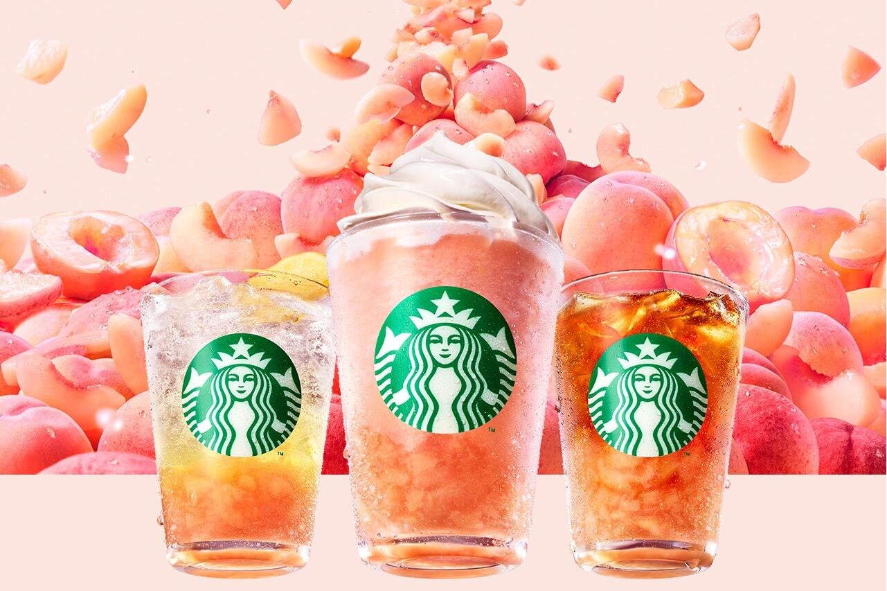 スターバックス“ピーチ尽くし”の夏ドリンク、たっぷり桃果肉×ピーチミルクのフラペチーノなど